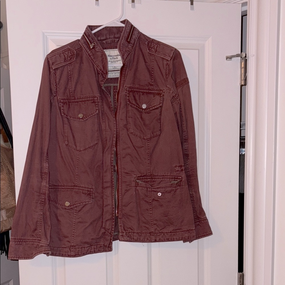 Abercrombie & Fitch Utility Jacket, size L, color: Maroon